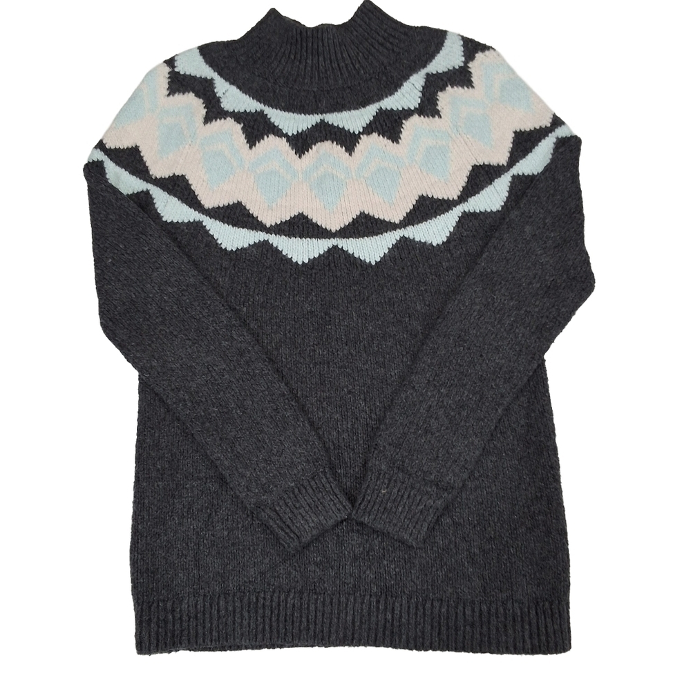 ✨2/$25 Banana Republic~Chunky Knit~Fair Isle~Mock Neck~Women Sweater Dress~SM